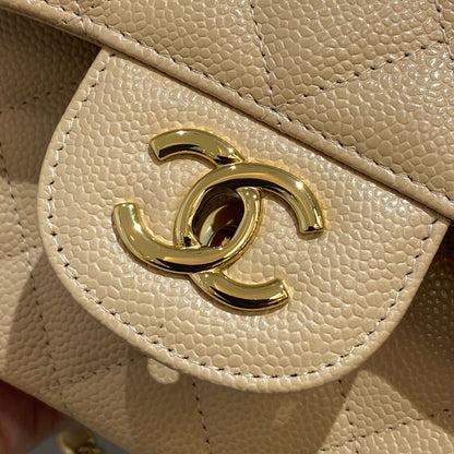 CH LARGE CLASSIC HANDBAG 30 Grained Calfskin Apricot
