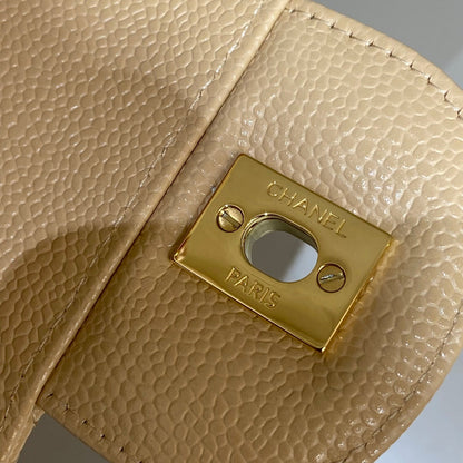 CH LARGE CLASSIC HANDBAG 30 Grained Calfskin Apricot