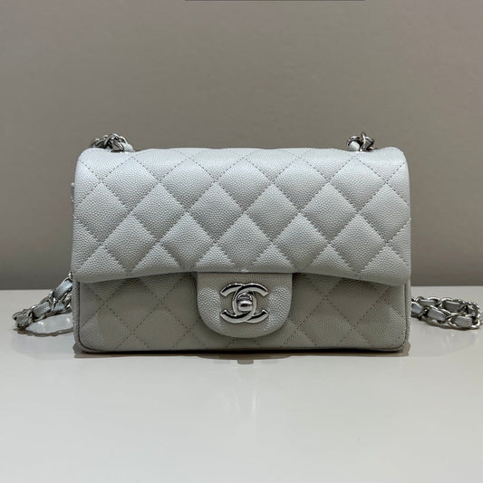 CH  MINI CLASSIC HANDBAG 20 Small Grained Calfskin Elephant Gray