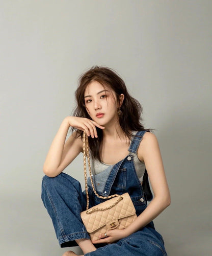 CH SMALL CLASSIC HANDBAG 23 Grained Calfskin Apricot