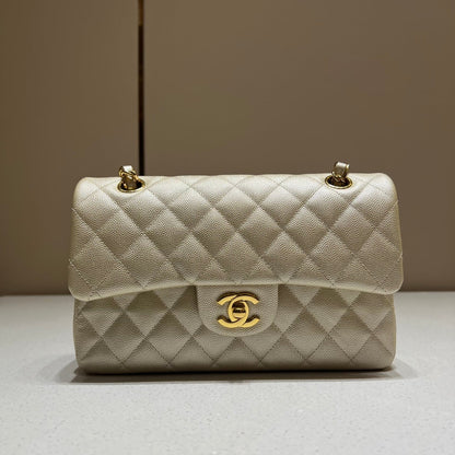 CH SMALL CLASSIC HANDBAG 23 Small Grained Calfskin Champagne Gold