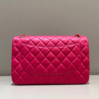 CH  LARGE CLASSIC HANDBAG 30 Lambskin Rose Red
