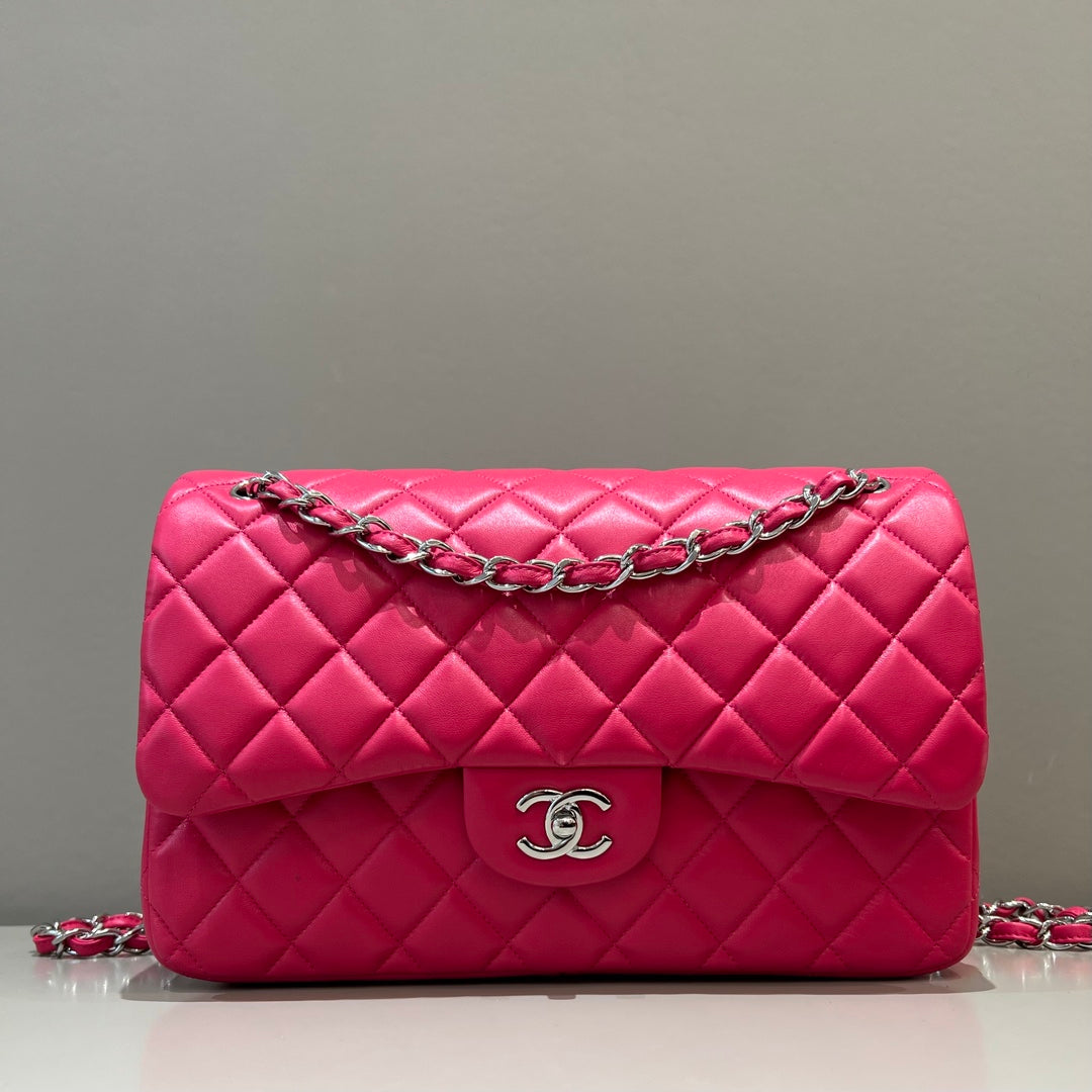 CH  LARGE CLASSIC HANDBAG 30 Lambskin Rose Red