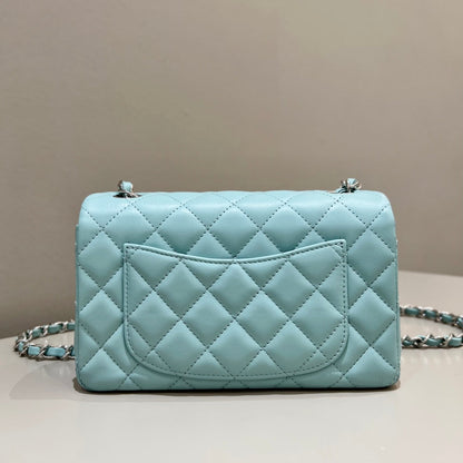 CH  MINI CLASSIC HANDBAG 20 Lambskin Tiffany Blue