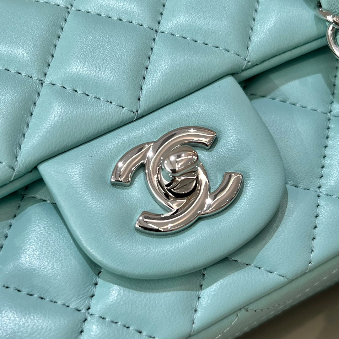 CH  MINI CLASSIC HANDBAG 20 Lambskin Tiffany Blue