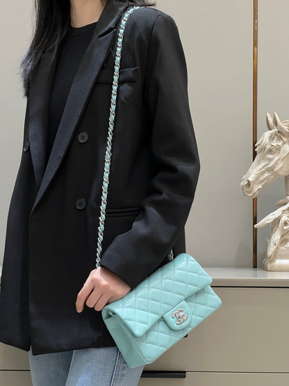 CH  MINI CLASSIC HANDBAG 20 Lambskin Tiffany Blue