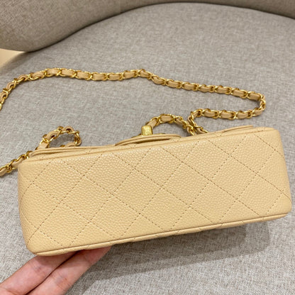 CH  MINI CLASSIC HANDBAG 20 Grained Calfskin Apricot