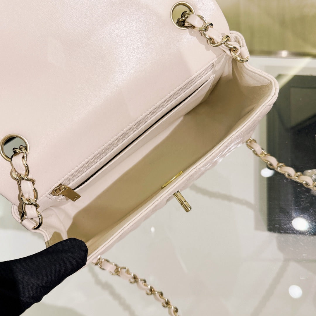 CH MINI CLASSIC HANDBAG 20 Lambskin Pink White