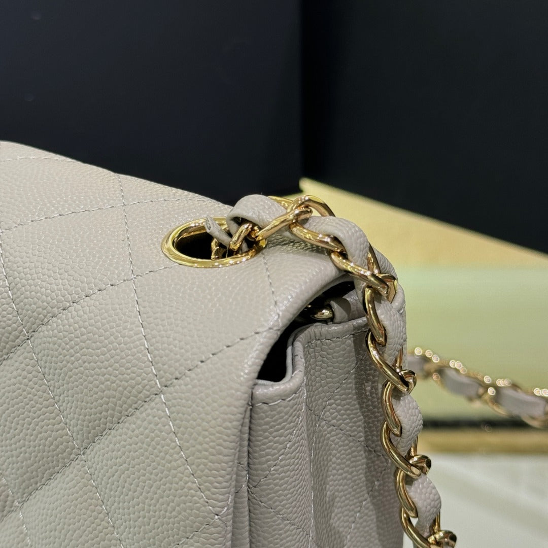 CH  MINI CLASSIC HANDBAG 20 Small Grained Calfskin Light Grey