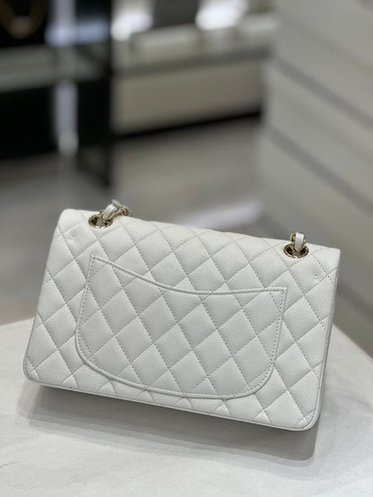 CH SMALL CLASSIC HANDBAG 23 Small Grained Calfskin White