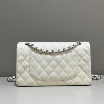 CH CLASSIC 11.12 HANDBAG 25.5 Small Grained Calfskin Milkshake White