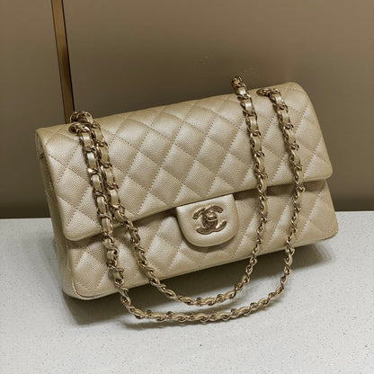 CH CLASSIC 11.12 HANDBAG 25.5 Small Grained Calfskin  Champagne Gold