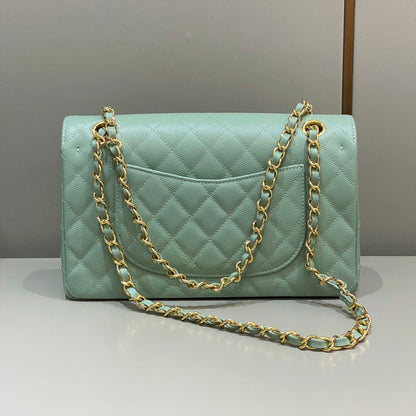 CH CLASSIC 11.12 HANDBAG 25.5 Small Grained Calfskin Matcha Green