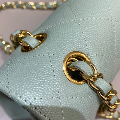 CH CLASSIC 11.12 HANDBAG 25.5 Small Grained Calfskin Matcha Green