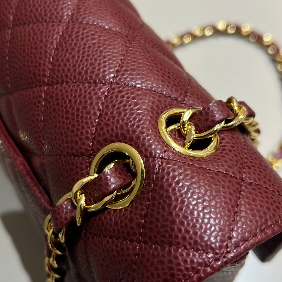 CH CLASSIC 11.12 HANDBAG 25.5 Grained Calfskin Red Wine Color