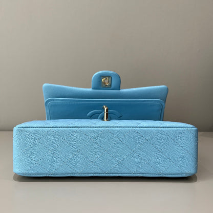 CH CLASSIC 11.12 HANDBAG 25.5 Grained Calfskin Blue