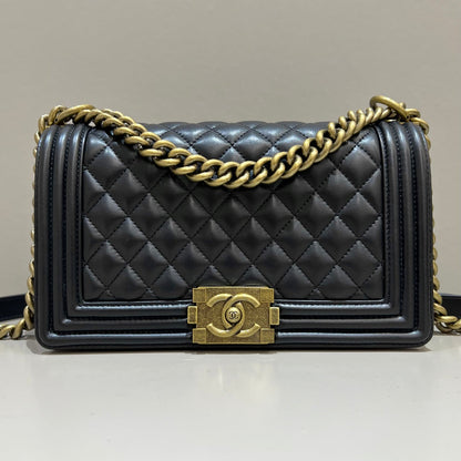 CH BOY HANDBAG 25  Lambskin Black