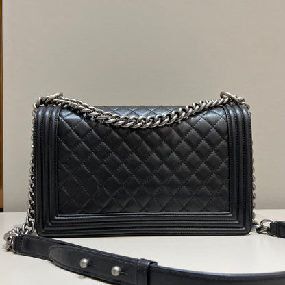 CH LARGE BOY HANDBAG 28  Lambskin Black