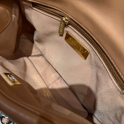 CH 19 HANDBAG 26  Lambskin Gold Brown