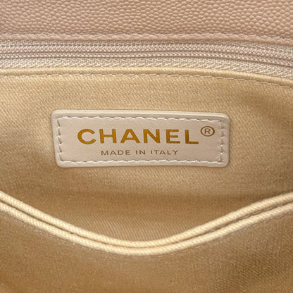CH  MINI FLAP BAG WITH TOP HANDLE 19  Grained Calfskin Light Teas