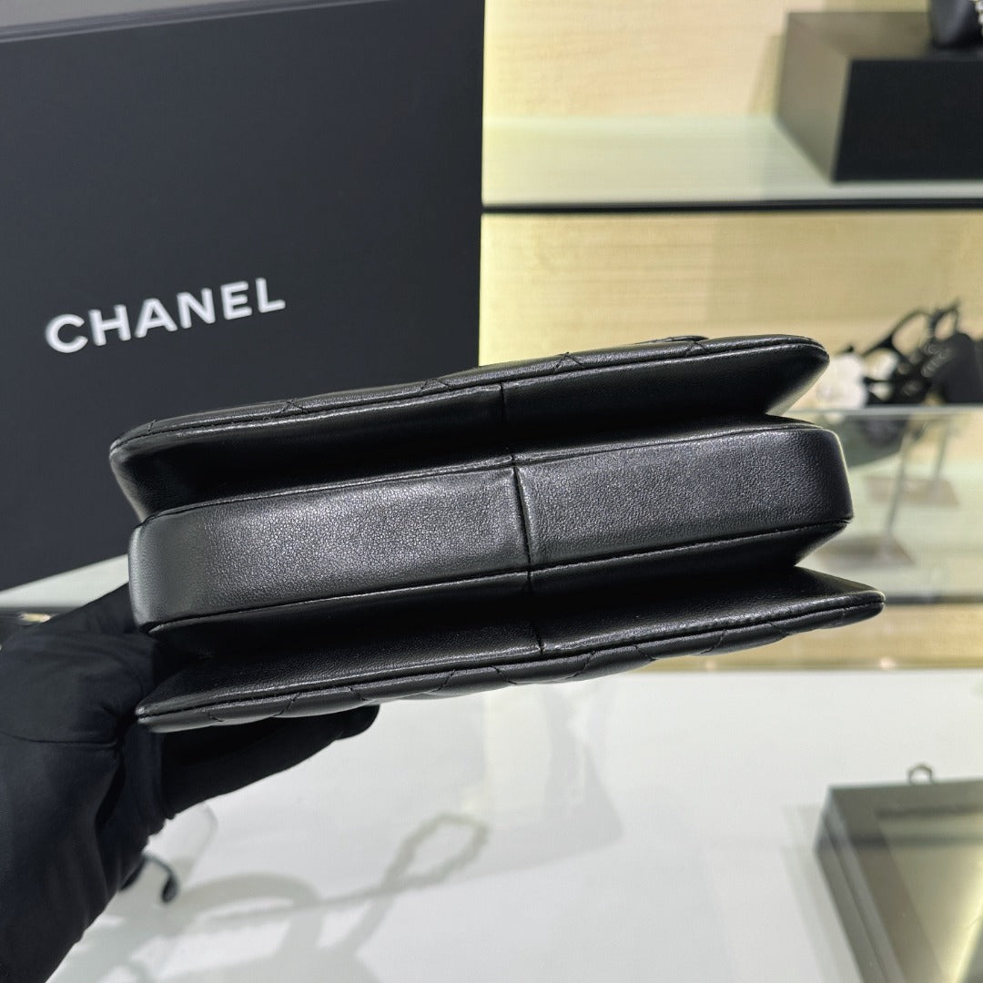 CH  MINI FLAP BAG WITH TOP HANDLE Trendy Lambskin Black