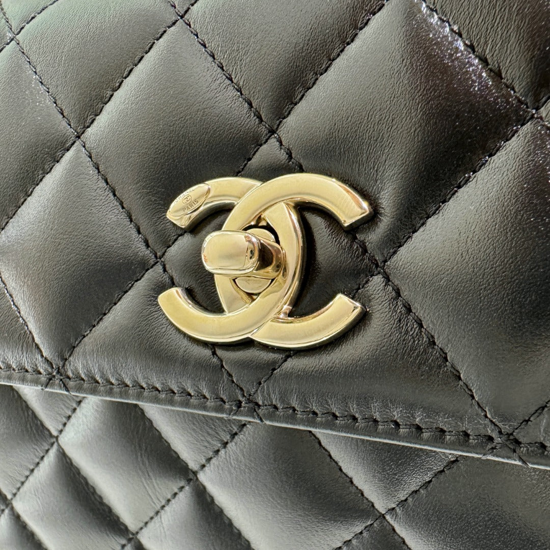CH  MINI FLAP BAG WITH TOP HANDLE Trendy Lambskin Black