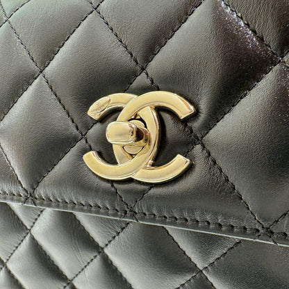 CH  MINI FLAP BAG WITH TOP HANDLE Trendy Lambskin Black