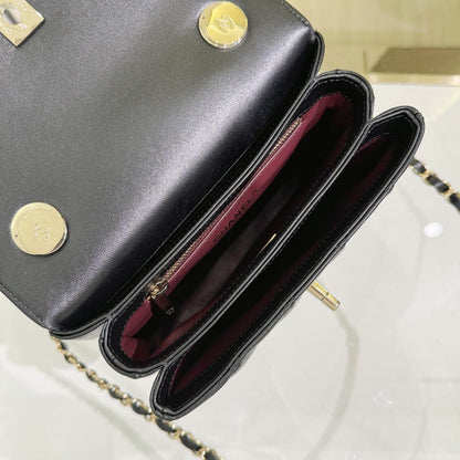 CH  MINI FLAP BAG WITH TOP HANDLE Trendy Lambskin Black