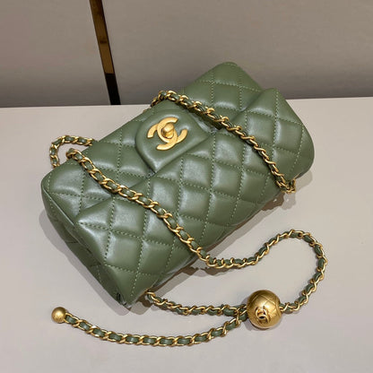 CH CF20 Golden Globe CLASSIC HANDBAG  Lambskin Cuban Green