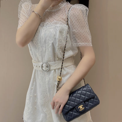 CH CF20 Golden Globe CLASSIC HANDBAG  Lambskin Rose Red