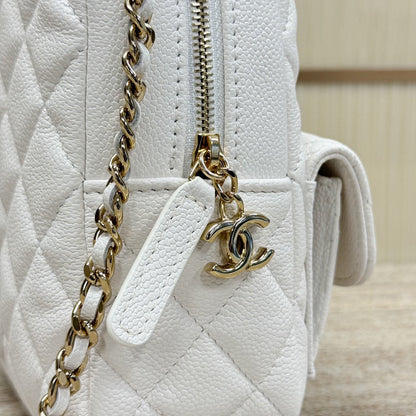 CH 24C Backpacks Mini Grained Calfskin White