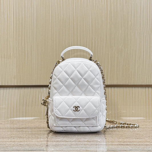 CH 24C Backpacks Mini Grained Calfskin White