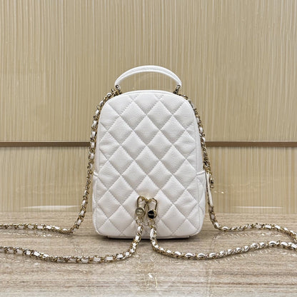 CH 24C Backpacks Mini Grained Calfskin White