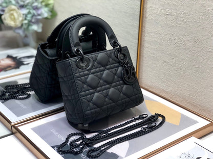 DO Mini Lady Bag Black Ultramatte Cannage Calfskin