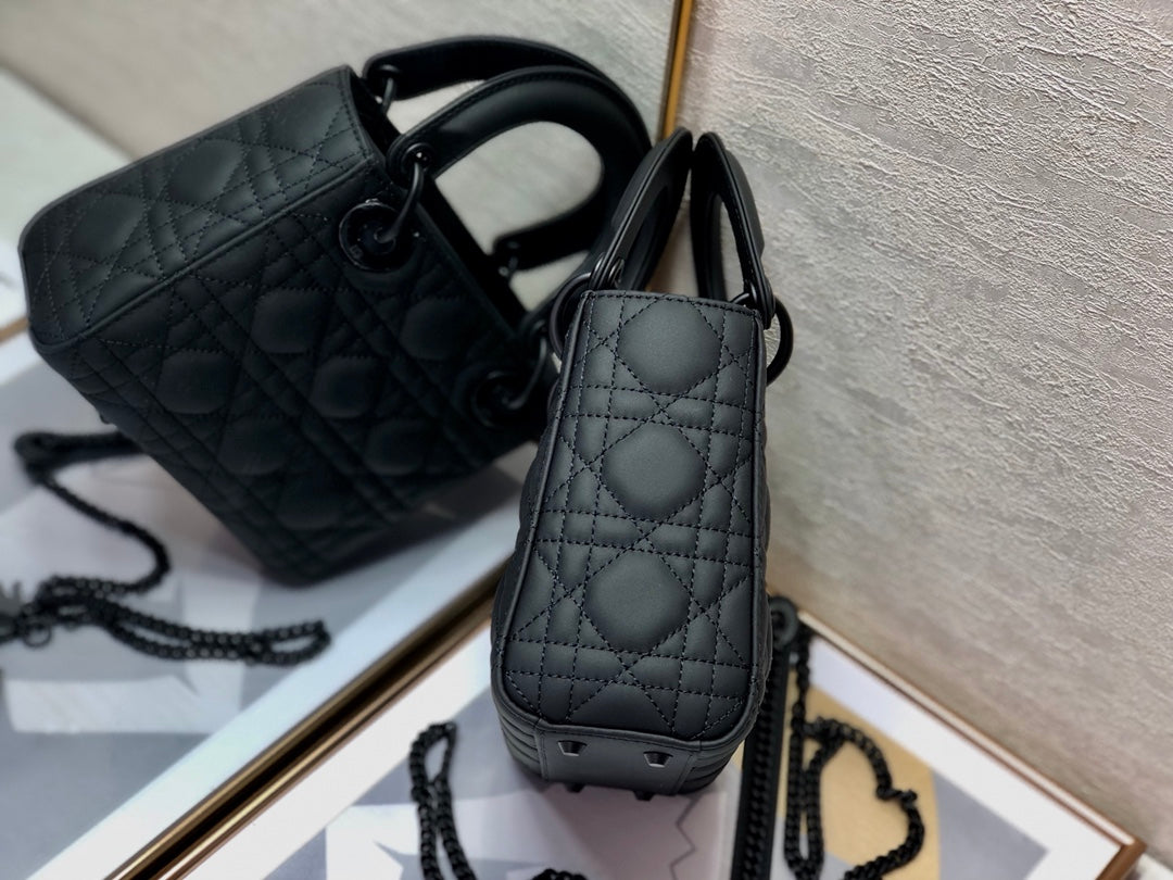 DO Mini Lady Bag Black Ultramatte Cannage Calfskin