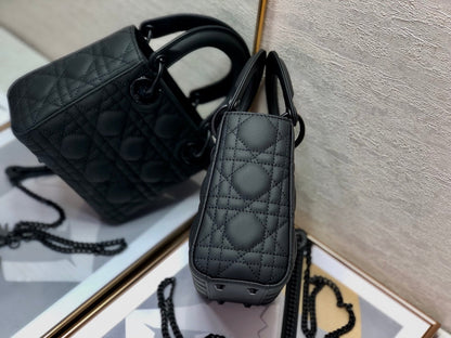 DO Mini Lady Bag Black Ultramatte Cannage Calfskin