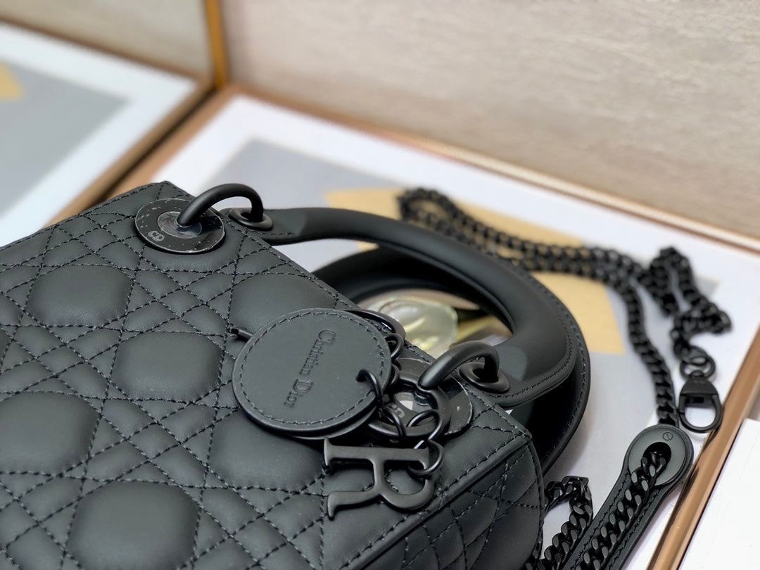 DO Mini Lady Bag Black Ultramatte Cannage Calfskin