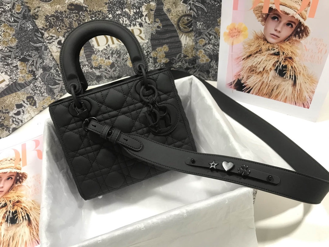 DO Mini Lady Bag Black Ultramatte Cannage Calfskin