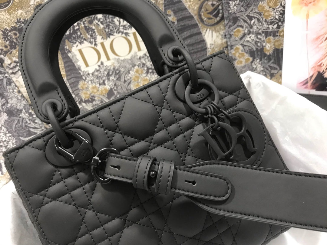 DO Mini Lady Bag Black Ultramatte Cannage Calfskin