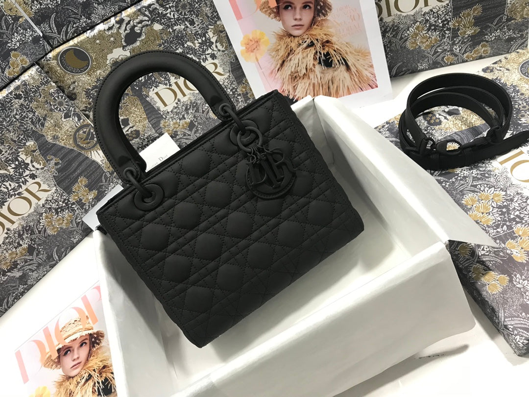 DO Mini Lady Bag Black Ultramatte Cannage Calfskin