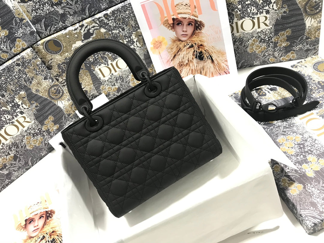 DO Mini Lady Bag Black Ultramatte Cannage Calfskin