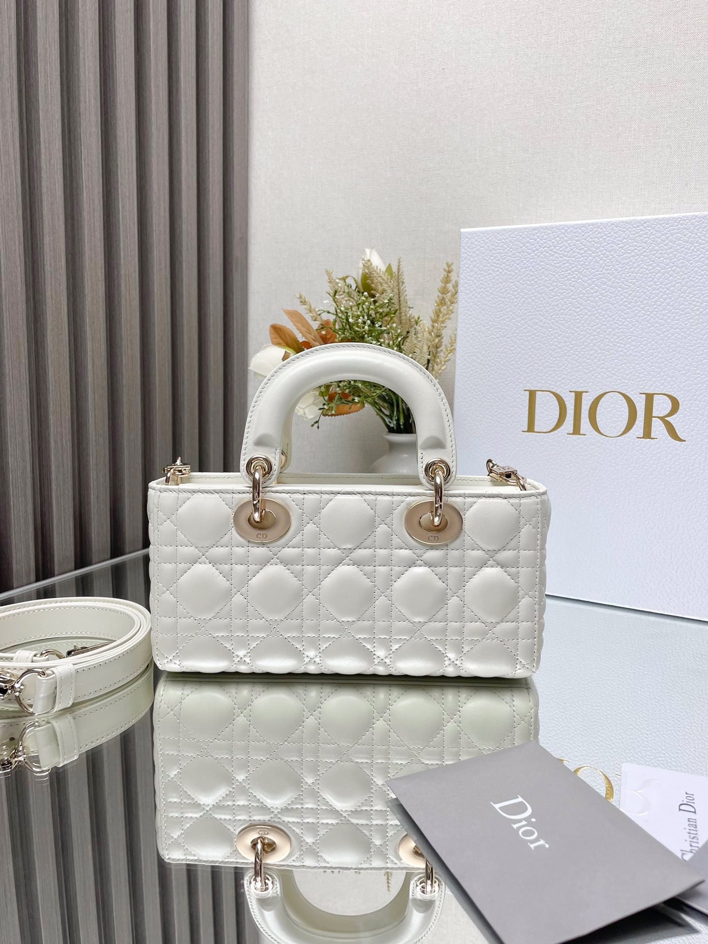 DO  Micro / Small / Medium Lady D-Joy Bag Latte Cannage Lambskin