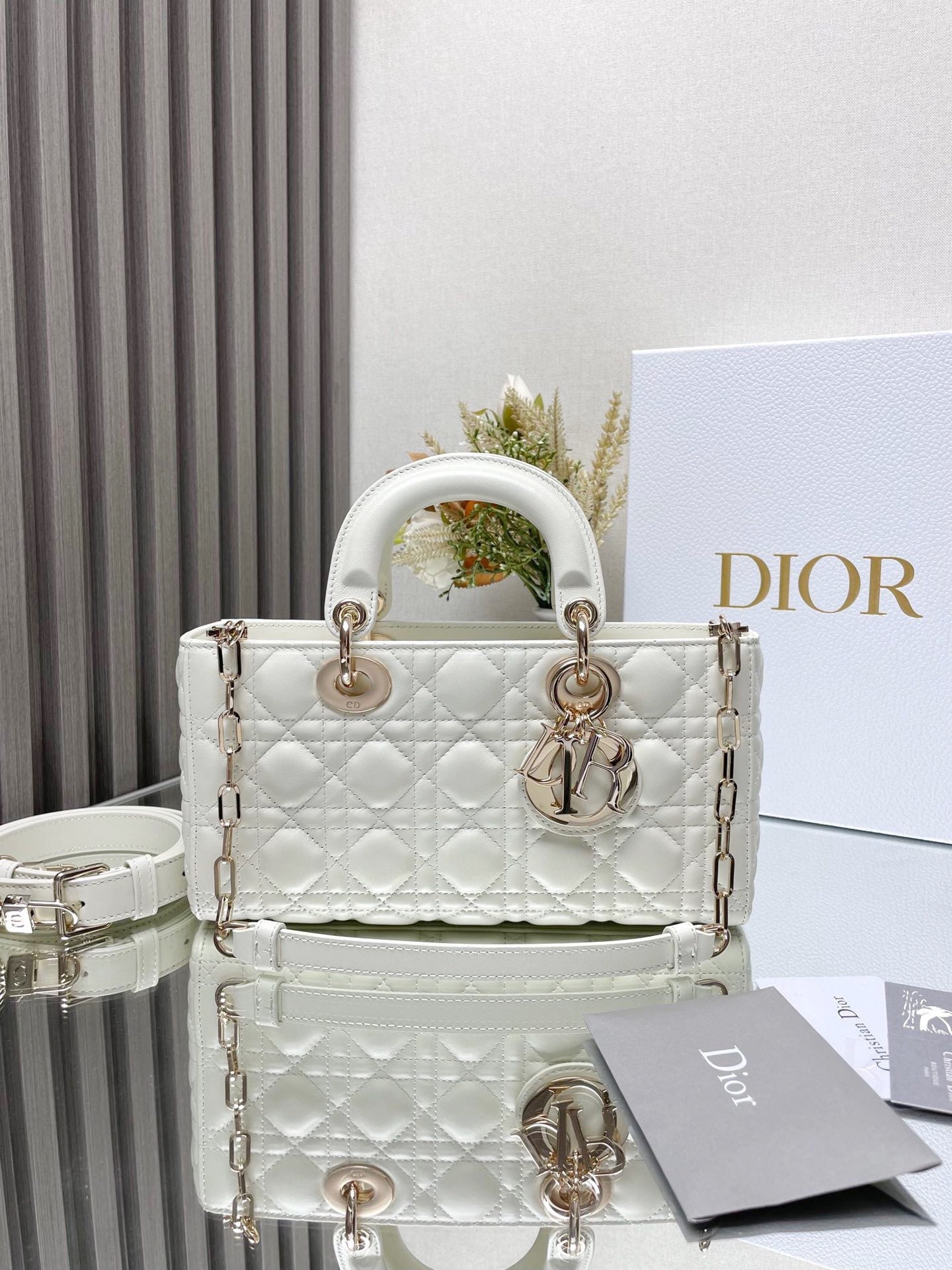 DO  Micro / Small / Medium Lady D-Joy Bag Latte Cannage Lambskin