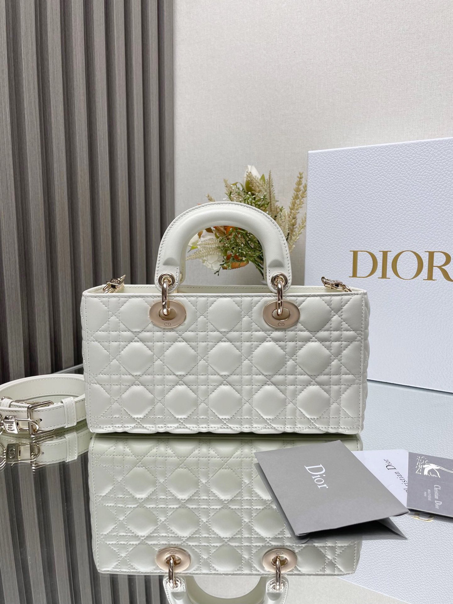 DO  Micro / Small / Medium Lady D-Joy Bag Latte Cannage Lambskin