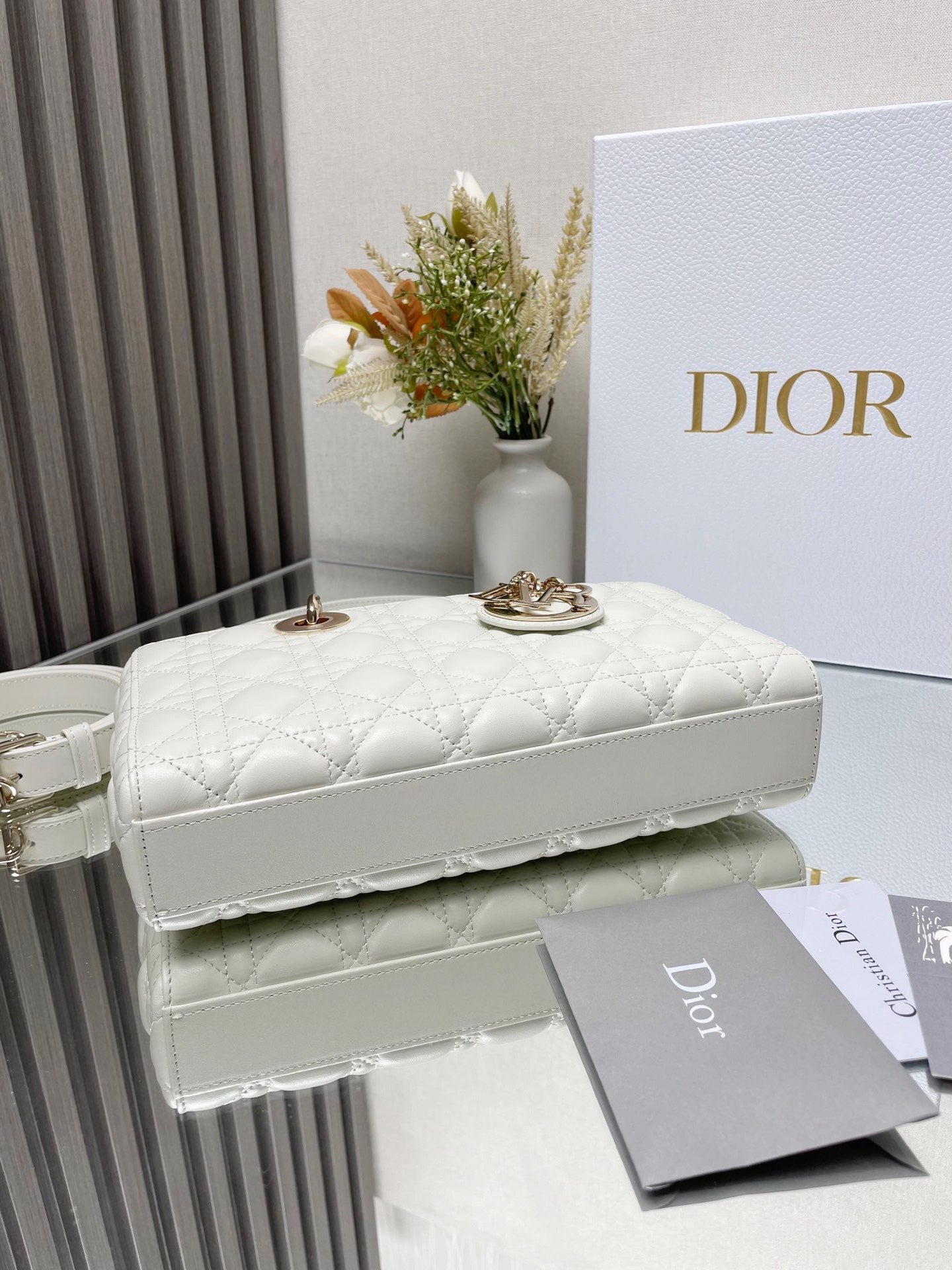 DO  Micro / Small / Medium Lady D-Joy Bag Latte Cannage Lambskin