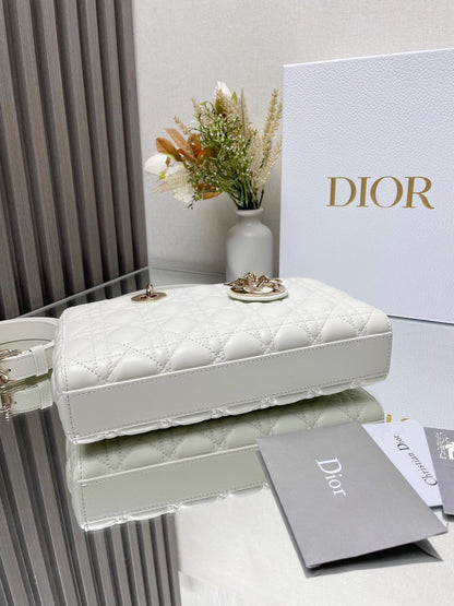DO  Micro / Small / Medium Lady D-Joy Bag Latte Cannage Lambskin