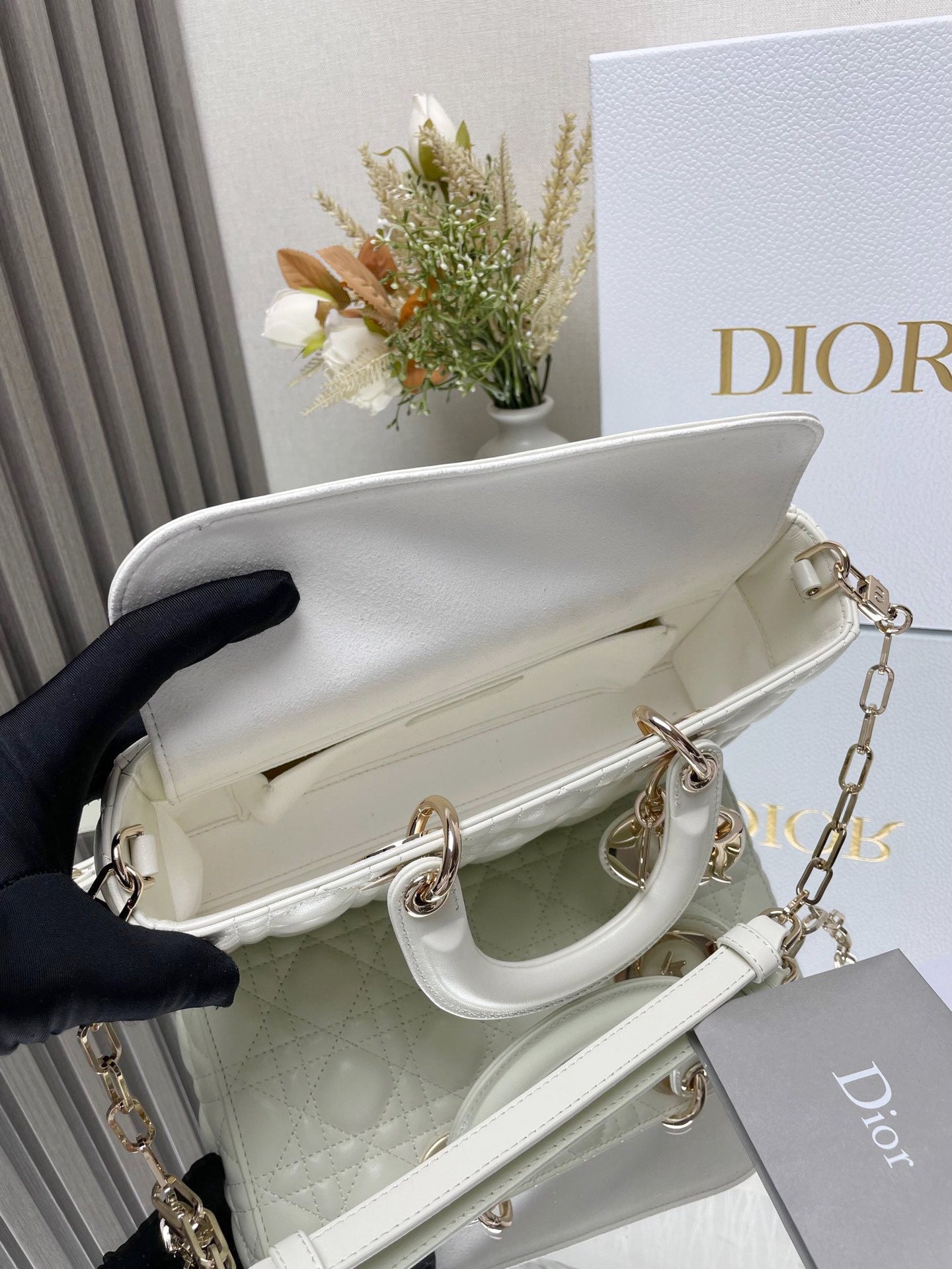 DO  Micro / Small / Medium Lady D-Joy Bag Latte Cannage Lambskin