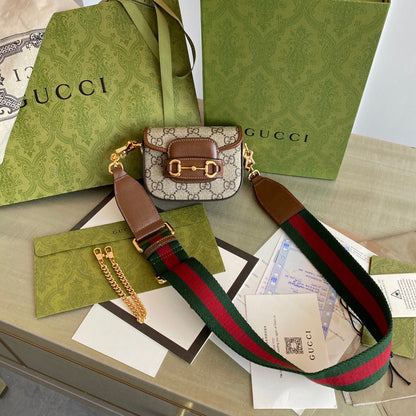 GC Horsebit 1955 small shoulder bag Beige and ebony