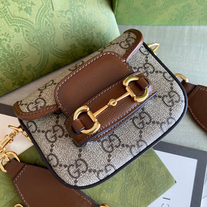 GC Horsebit 1955 small shoulder bag Beige and ebony