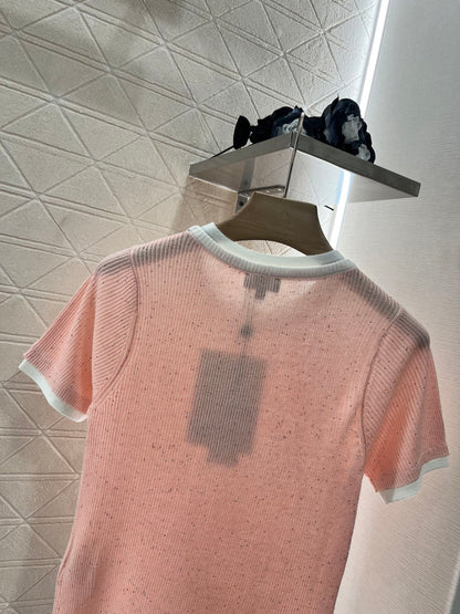 C*♥2025 new products are on sale Contrast color knitted short sleeves